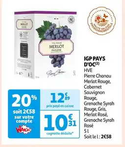 Auchan Supermarché Pierre Chanau IGP PAYS D'OC offre