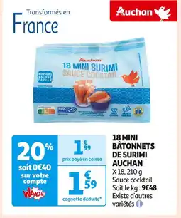 Auchan Supermarché AUCHAN 18 MINI BÂTONNETS DE SURIMI offre