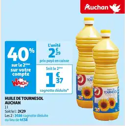 Auchan Supermarché AUCHAN HUILE DE TOURNESOL offre