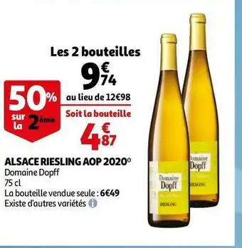 Auchan Alsace riesling aop 2020 offre