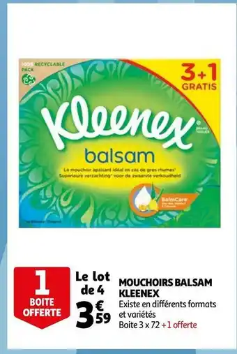 Auchan Kleenex mouchoirs balsam offre