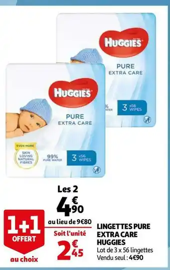 Auchan Huggies lingettes pure extra care offre