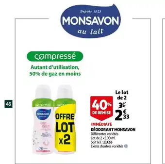 Auchan Monsavon déodorant offre