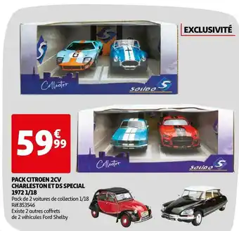 Auchan Solido pack citroen 2cv charleston et ds special 1972 1/18 offre