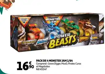 Auchan Pack de 4 monster jam 1/64 offre