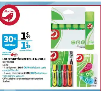 Auchan Auchan lot de 5 batôns de colle offre