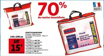 Auchan Dodo couette chaude offre