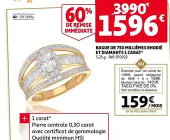 Auchan Bague or 750 millièmes rhodié et diamants 1 carat offre