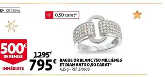 Auchan Bague or blanc 750 millièmes et diamants 0,50 carat offre