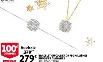 Bracelet ou collier or 750 millièmes rhodié et diamants