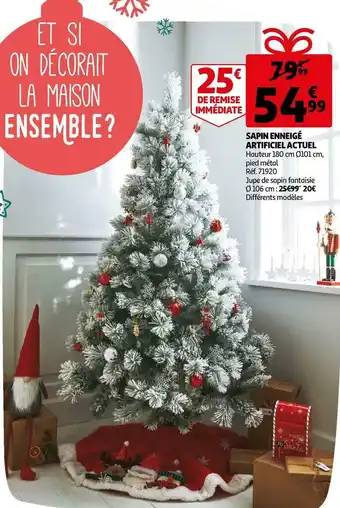 Auchan Actuel sapin enneigé artificiel offre