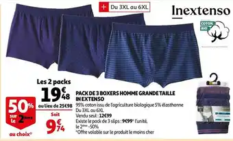 Auchan In extenso pack de 3 boxers homme grande taille offre