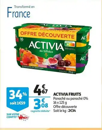 Auchan Activia activia fruits offre