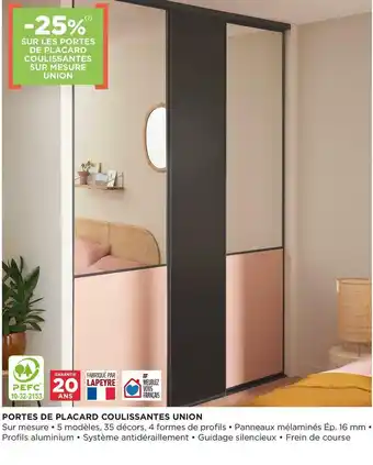 Bon plan sur les portes de placard coulissantes sur mesure union