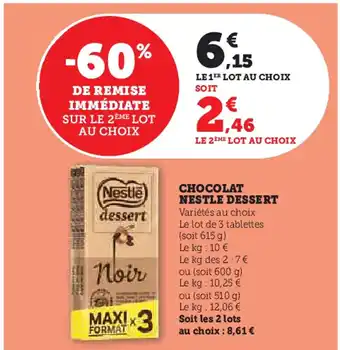 Hyper U CHOCOLAT NESTLE DESSERT offre