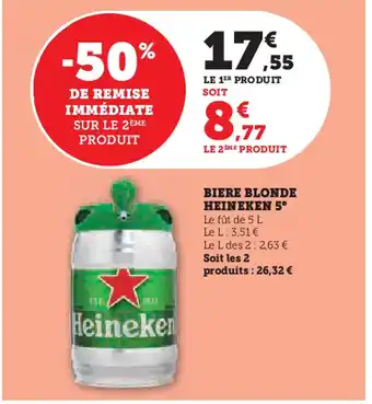 Hyper U BIERE BLONDE HEINEKEN 5° offre