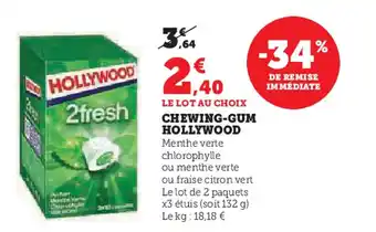 Hyper U CHEWING-GUM HOLLYWOOD offre