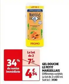Auchan Le petit marseillais - gel douche offre