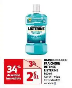 Auchan Listerine - bain de bouche fraîcheur intense offre