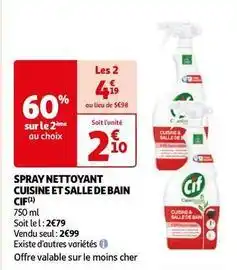Auchan Supermarché Cif - spray nettoyant cuisine et salle de bain offre