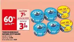 Auchan Supermarché Petit navire - thon en morceaux naturel offre