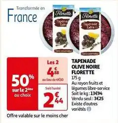 Auchan Florette - tapenade olive noire offre