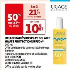 Auchan Uriage - bariesun spray solaire haute protection spf50+ offre