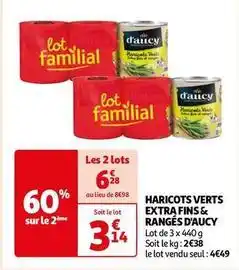Auchan D'aucy - haricots verts extra fins & rangés offre