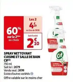 Auchan Cif - spray nettoyant cuisine et salle de bain offre
