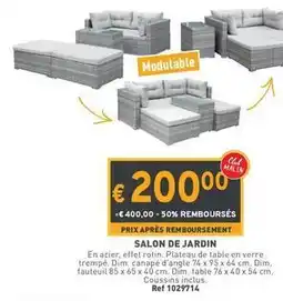 Trafic Salon de jardin offre