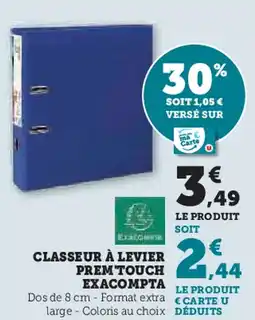 Hyper U CLASSEUR À LEVIER PREM TOUCH EXACOMPTA offre