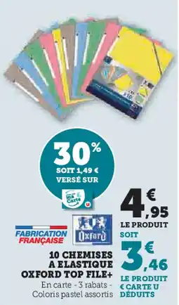 Hyper U 10 CHEMISES A ELASTIQUE OXFORD TOP FILE+ offre