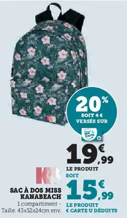 Hyper U SAC À DOS MISS KANABEACH offre