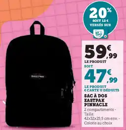 Hyper U SAC À DOS EASTPAK PINNACLE offre