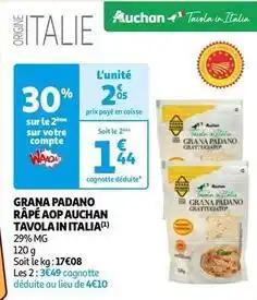 Auchan Auchan - grana padano râpé aop tavola in italia offre