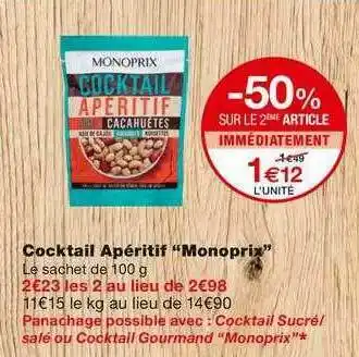 Monoprix Cocktail Apéritif offre