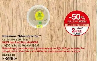 Monoprix Houmous offre