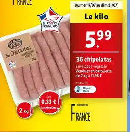 Lidl 36 chipolatas offre