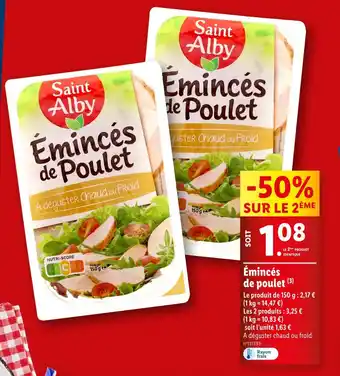 Lidl Saint Alby Émincés de poulet offre