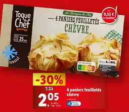 Lidl 4 paniers feuilletés chèvre offre