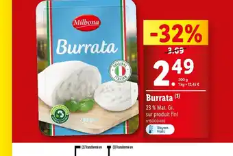 Lidl Milbona Burrata offre