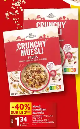 Lidl Crownfield Muesli croustillant aux fruits offre