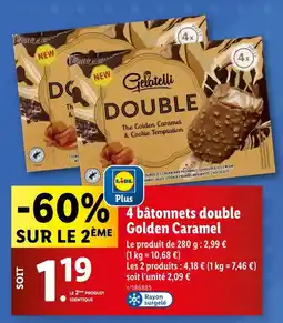 Lidl 4 bâtonnets double Golden Caramel offre