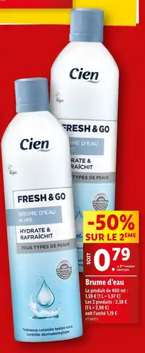Lidl Cien Brume d’eau offre