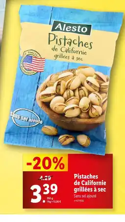 Lidl Alesto Pistaches de Californie grillées à sec offre
