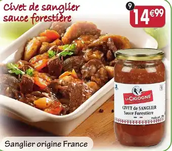 Maximo Cívet de sanglier sauce forestière offre