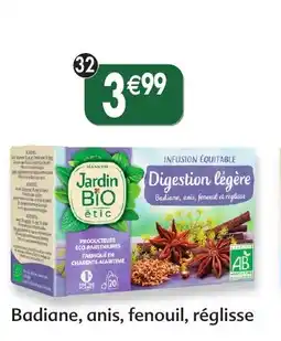 Maximo Infusion digestion légère badiane/fenouil/anis/réglisse Jardin Bio'-20 sachets - 30g offre