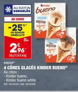 ALDI KINDER 4 CÔNES GLACÉS KINDER BUENO offre