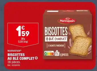 ALDI MANNAPAIN BISCOTTES AU BLÉ COMPLET offre