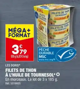 ALDI LES DORIS FILETS DE THON À L’HUILE DE TOURNESOL offre